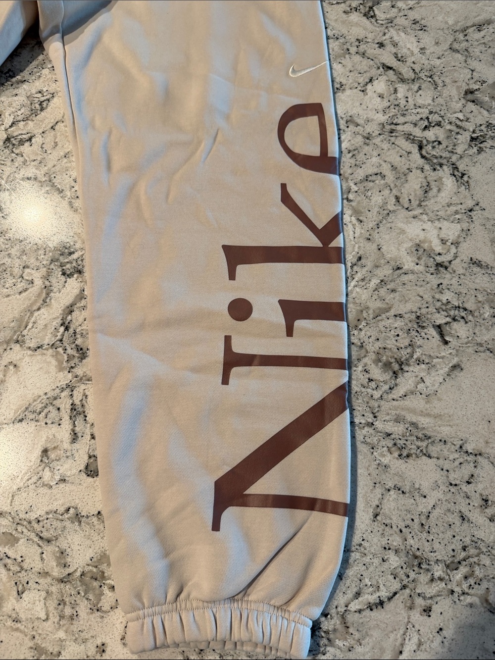 Nike Women’s Light Beige Joggers with Brown Logo - Picture 3 of 6